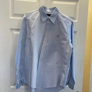 Polo Ralph Lauren Blue Multi Striped Men's Long Sleeve Shirt Large